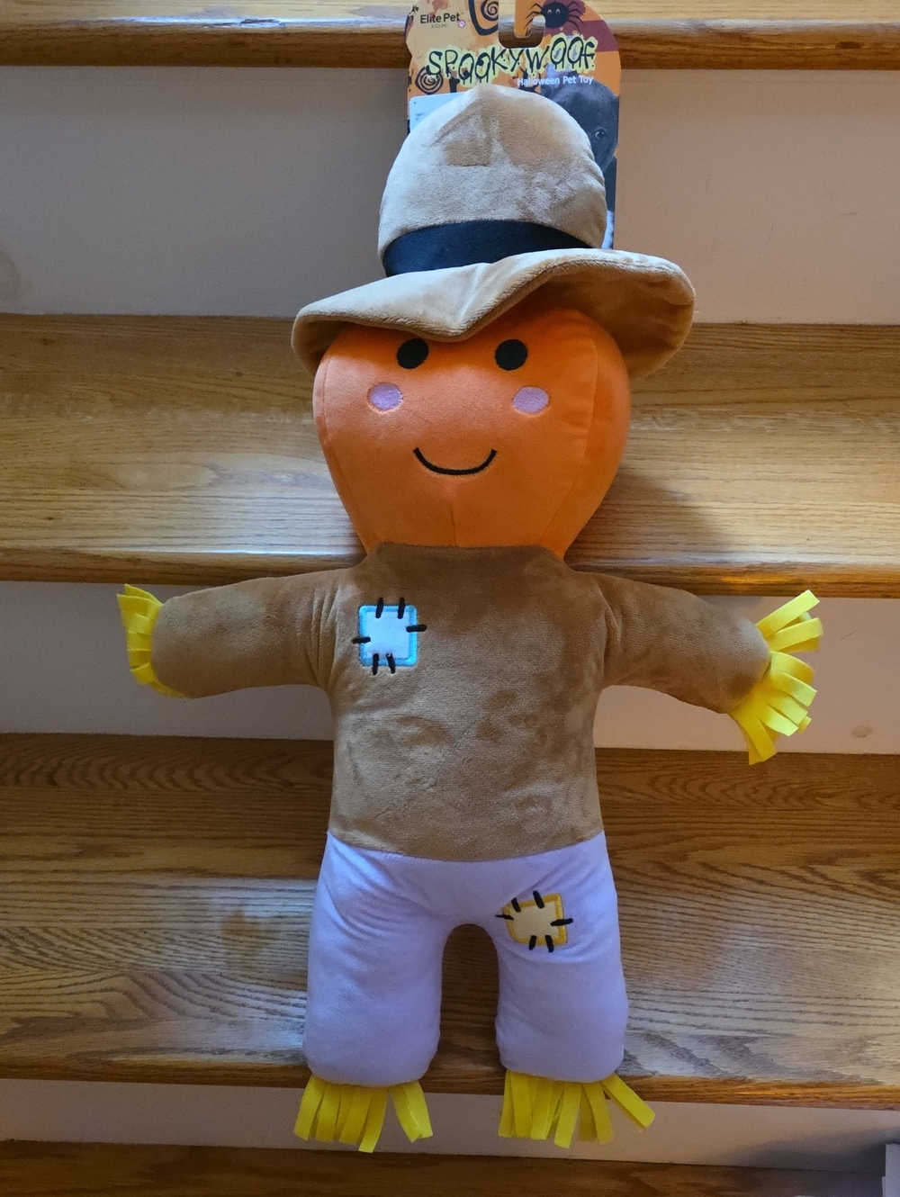 Spooky Scarecrow Pet Dog Plush Toy - Orange/Brown NWT 22" Tall
